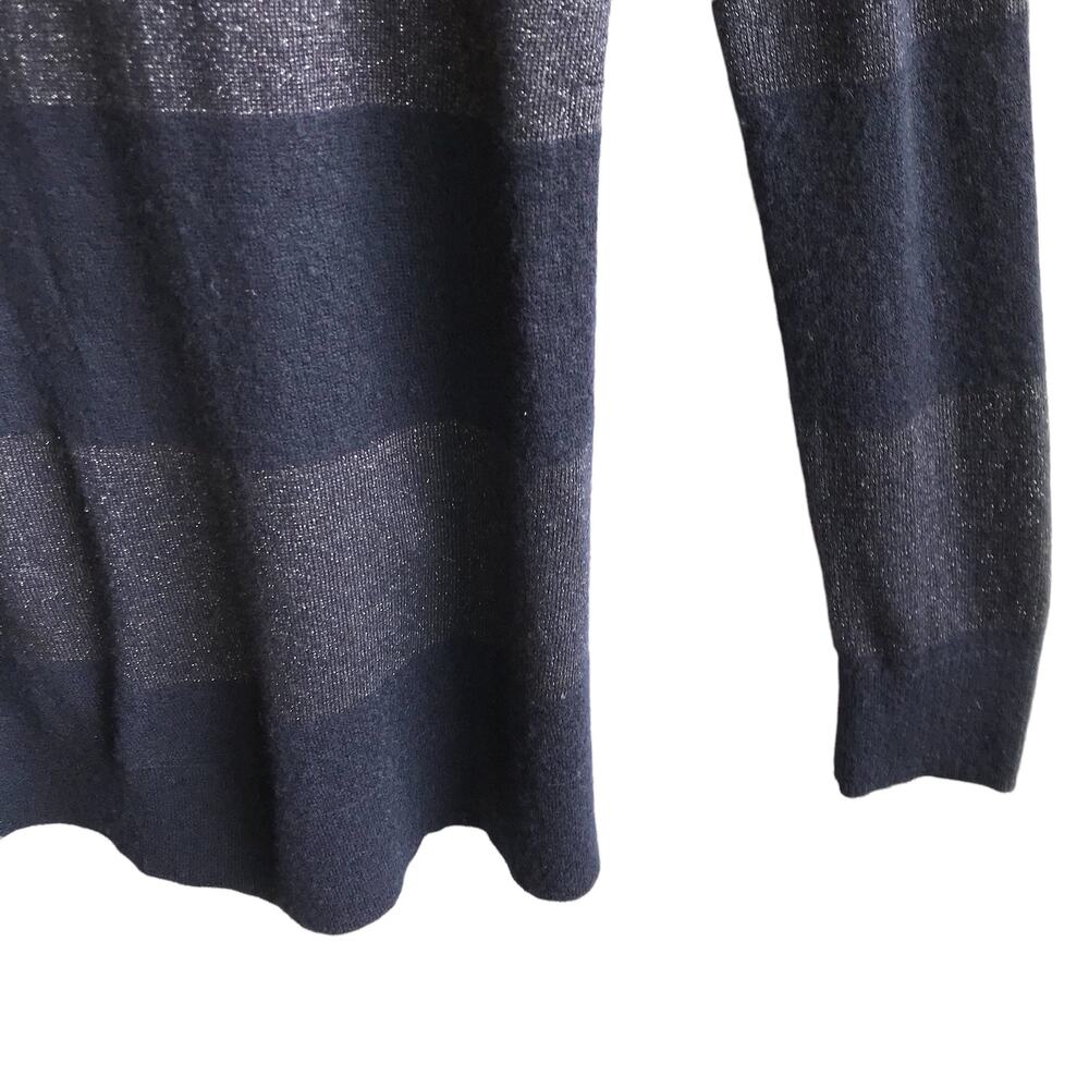 Vince Cashmere Rugby Stripe Sweater Size M Metallic Knit Preppy Academia Office - Picture 8 of 14